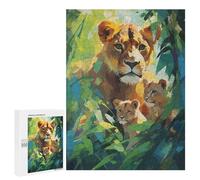 Puzzle500 PCS Lioness and Her Cubs Puzzle para Adultos Juegos Relajantes Mejoran la Memoria Regalos únicos para un cumpleaños y Navidad 500 PCS
