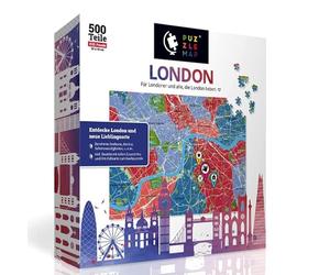 PuzzleMap Puzle de Mapa de la Ciudad de Londres, 500 Piezas, Regalo para Adultos y niños a Partir de 14 años, tamaño de 68 x 48 cm, guía de Viaje, Recuerdo