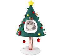 PuzzlePaw Torre de árbol para gatos de Navidad con poste rascador para gatos de interior, árbol de Navidad para gatos, centro de actividades para gatos, casa para gatos, condominio, cama para gatos