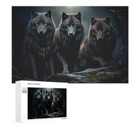 Puzzles 1000 PCS para adolescentes Three Mystical Wolves in The Moonlight Puzzles Juegos de Relajación Promueven la Memoria Toda la Familia 1000 PCS
