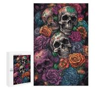 Puzzles 1000 PCS Para Adultos Skulls and Flowers Artistic Fusion Puzzle Juguete Decoración de Pared Pero Divertido Y Humorístico, Regalos de Cumpleaños Únicos 1000 PCS