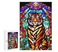 Puzzles 1000 PCS Para Adultos Stained Glass Tiger Artwork Puzzle Juguete Decoración de Pared Pero Divertido Y Humorístico, Regalos de Cumpleaños Únicos 1000 PCS