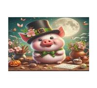 Puzzles 1000 piezas de animal lindo cerdo rompecabezas para adultos y niños de madera juego educante desafío de juguete, juego familiar amusfourmi (75×50cm)