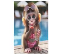 Puzzles 1000 piezas lindo mono rompecabezas para adultos y niños de madera juego educativo desafío juguete juego familiar divertido (78×53cm)