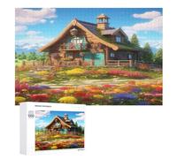 Puzzles 1000 piezas Mountain Village Cottage Puzzle para adultos y niños de madera juego educativo desafío juguete, juego familiar divertido (75×50cm)