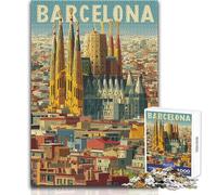 Puzzles 1000 Piezas para Adolescentes Barcelona con Sagrada Familia Juego Imposible Regalos para Mujeres Regalos Amigo Invisible Tamaño 50x75cm