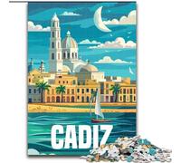 Puzzles 1000 Piezas para Adolescentes Cádiz España Viaje, Ayuda al Cerebro a Ejercitar Juguetes Adictivos para Cultivar la Paciencia Mejorar la Memoria 50x75cm