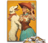 Puzzles 1000 Piezas para Adolescentes Perro Vaquera en Flores Silvestres para Y a Partir de 14 Años Juego Práctico Juego de Navidad Regalos 50x75cm