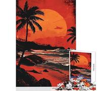 Puzzles 1000 Piezas para Adultos Atardecer en la Playa de Bali Juguetes antiestrés Gran Regalo para Juegos Juego Educativo Lista de Deseos con Papá Noel Tamaño 50x75cm