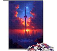 Puzzles 1000 Piezas para Adultos Ciudad al Atardecer de Madera, Juego Familiar Interactivo, Apto para Mayores de 14 Años 50x75cm Un Regalo Ideal para Navidad o Cumpleaños
