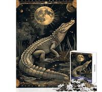 Puzzles 1000 Piezas para Adultos Cocodrilo de Agua Carta del Tarot Juguetes antiestrés Gran Regalo para Juegos Juego Educativo Lista de Deseos con Papá Noel Tamaño 50x75cm