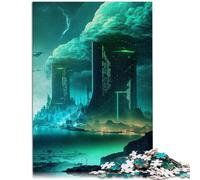 Puzzles 1000 piezas para adultos Construcción de ciudad futurista Juego estimulante decoración de pared Regalos de cumpleaños y Navidad únicos 26x38cm
