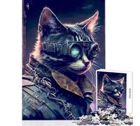 Puzzles 1000 Piezas para Adultos Cyberpunk Human Cat Anti-Stress Toys Gran Regalo para Juegos Juego Educativo Lista de Deseos con Papá Noel Tamaño 50x75cm