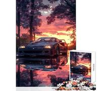 Puzzles 1000 Piezas para Adultos Ferrari F Sunset Drive Juguetes antiestrés Gran Regalo para Juegos Juego Educativo Lista de Deseos con Papá Noel Tamaño 38x26cm