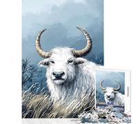 Puzzles 1000 Piezas para Adultos ilustración de búfalo Blanco Juguetes antiestrés Gran Regalo para Juegos Juego Educativo Lista de Deseos con Papá Noel tamaño 38x26cm