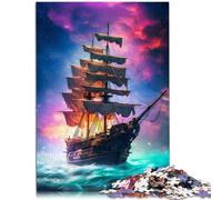 Puzzles 1000 piezas para Adultos Increíble Barco Pirata Juguetes educativos de aprendizaje 26x38cm Mejorar el amor entre parejas para adolescentes de 14 años y mayores