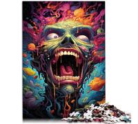 Puzzles 1000 piezas para adultos pintando un cráneo de demonio Juguetes Antiestrés 14.96 pulgadas x 20.47 pulgadas Mejorar el amor entre parejas para adolescentes de 14 años y mayores