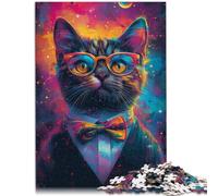 Puzzles 1000 piezas para adultos Planet Cat Art Juguetes Anti-Stress 10.27" x 14.96" Regalos únicos de cumpleaños y Navidad para adolescentes de 14 años y más