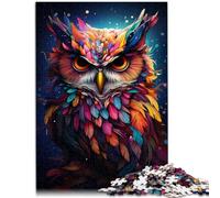 Puzzles 1000 piezas para Adultos Un Búho con Colores de arco iris Puzzle Difícil 50x70cm Alivio del Estrés Staycation Matar Tiempo