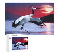 Puzzles 1000 piezas Red-Crowned Crane Puzzle para adultos y niños, de madera, juego educativo de reto de juguete, juego familiar divertido (75×50cm)