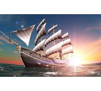 Puzzles 1000 Piezas - Sailboats Retro Arte Paintings - Juego De Alivio del Estrés para Adultos Cuadro Arteístico - Juegos De Memoria Y Cognición para Mayores - Familia Desafío Juguetes - Zy30Ps