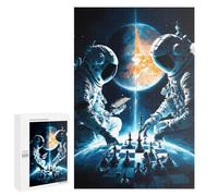 Puzzles 1000 unids para adultos Astronauts Playing Chess in Space Puzzle, juguete, decoración de pared, pero divertido y humorístico, regalo de cumpleaños único 1000 unids