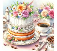 Puzzles 150 Piezas Adultos, DIY Rompecabezas para Adultos 150 Piezas, Entretenimiento Creativo, Desafío Ideal para Verdaderos Fanáticos, Tema:Pastel de café y Rosas