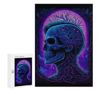 Puzzles 300 PCS para Adolescentes Calavera Neón Bosque Arte Imprimir Puzzle para Adultos Juegos de Relajación Difícil Desafío de Aprendizaje Desafiante 300 PCS