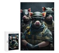 Puzzles 300 PCS para adolescentes cerdos en rompecabezas de engranajes militares para adultos juegos de relajación una obra de arte para cumpleaños, Navidad 300 piezas