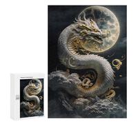 Puzzles 300 PCS para Adolescentes Dragon Moon Serpent Puzzles Juegos de Relajación Promueven la Memoria Familia Toda 300 PCS