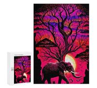 Puzzles 300 PCS para adolescentes elefante Under The Moonlit Tree Puzzles Juegos de Relajación Promueven la memoria toda la familia 300 PCS