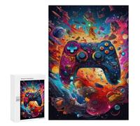 Puzzles 300 PCS para Adolescentes Vibrant Gaming Controller Artwork -52 Puzzles Juegos de Relajación Promueven la Memoria Toda la Familia 300 PCS