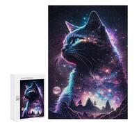 Puzzles 300 PCS para adultos Retrato de gato cósmico 16 para adolescentes rompecabezas juguetes decoración de pared análisis y lógica regalos de Navidad y cumpleaños 300 PCS