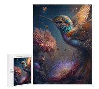 Puzzles 500 PCS para adolescentes Enchanted Hummingbird Garden -4 Puzzles Juegos de Relajación Promueven la Memoria Toda la Familia 500 PCS