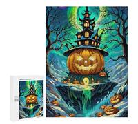 Puzzles 500 PCS para Adolescentes Halloween Pumpkin Castle Puzzles Juegos de Relajación Promueven la Memoria Familia entera 500 PCS