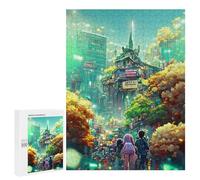 Puzzles 500 PCS para Adolescentes Neon Cityscape Vibrant Urban Fantasy Puzzles para Adultos Juegos de Relajación Una Obra De Arte Para Cumpleaños Navidad 500 PCS
