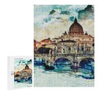 Puzzles 500 PCS para adolescentes Rome Cityscape with Bridge Puzzles para adultos Juegos de Relajación Una obra de arte para cumpleaños, Navidad 500 PCS