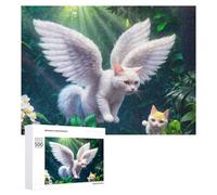 Puzzles 500 PCS Para Adultos Angel Cat in Fantasy Forest Puzzle Juguete Decoración de Pared Pero Divertido Y Humorístico, Regalos de Cumpleaños Únicos 500 PCS