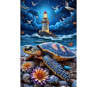 Puzzles 500 Piezas Tortuga Faro, Juguete desafío y Juego Educativo Imposible Rompecabezas para Adultos Ideales para Todos los Fanáticos de los Rompecabezas 52 x 38 cm