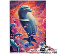 Puzzles Adultos 1000 piezas Art Dolphin Family Fun Jigsaws 26x38cm Colección Artistas Bellas Artes Adecuado para Adolescentes de 14 Años y Más