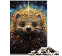 Puzzles Adultos de 1.000 piezas, juego de reflexión sobre el tema del erizo de la noche estrellada, con piezas de formas aleatorias totalmente encajables, 50 cm x 75 cm,