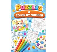 Puzzles and color by numbers: Fun Brain Games, Coloring Activities & Relaxing Puzzles for Kids and Adults