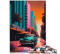Puzzles Artsy Miami Puzzle de 1000 piezas para adultos, rompecabezas de madera, juego familiar, alivio del estrés, difícil rompecabezas desafiante (50 x 75 cm)