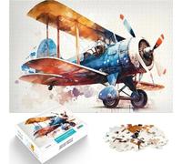 Puzzles de 1000 Piezas para Adolescentes Acuarela de avión de Guerra Juego desafiante Cada Pieza es única: un desafiante y Divertido Juego Familiar 52x38cm