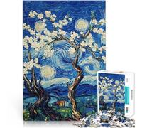 Puzzles de 1000 Piezas para Adolescentes Almendros en Flor en la Noche Estrellada Corte de precisión Grandes Regalos y Juguetes 75x50cm