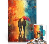 Puzzles de 1000 Piezas para Adolescentes Amor bajo la Lluvia Entrena tu Cerebro y Tus Manos Adecuado para decoración de Escritorio. 38x26cm