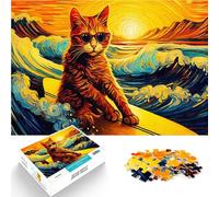 Puzzles de 1000 Piezas para Adolescentes Animal Gato Surfista Juguete de desafío de Juego Educativo Regalo de cumpleaños 50x70cm