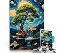 Puzzles de 1000 Piezas para Adolescentes Árbol bonsái y Cascada Juegos educativos Decoración del hogar Juego de desafío único 50x70cm