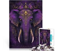 Puzzles de 1000 Piezas para Adolescentes Arte del Rey Elefante para el Juguete de desafío de Juego Educativo Mejorar la Memoria 50x70cm