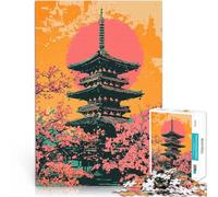 Puzzles de 1000 Piezas para Adolescentes Arte Minimalista de Pagoda Japonesa al Atardecer desafío Educativo Mejorar la Memoria 52x38cm